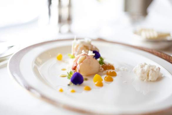 Crystal Cruises The Vintage Room Lobster Medallion, Truffled Yogurt & Apricot Chutney 1.jpg